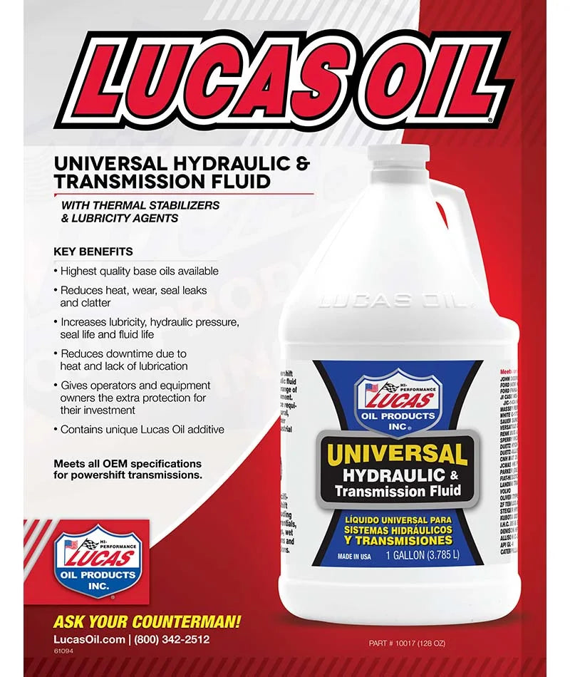 Lucas Oil 10017 Hydraulic Fluid Universal Gallon Sizeize Bottles, Case of 4