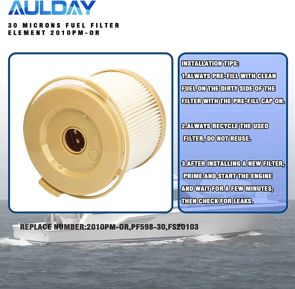 2010PM-OR 8PCSize AULDAY 30 Microns Fuel Filter Element Replacement for 500FH 500FG Marine 500 Sizeeries Turbine 500FG30 500FG1230 500FG2430 and 75500FGX30