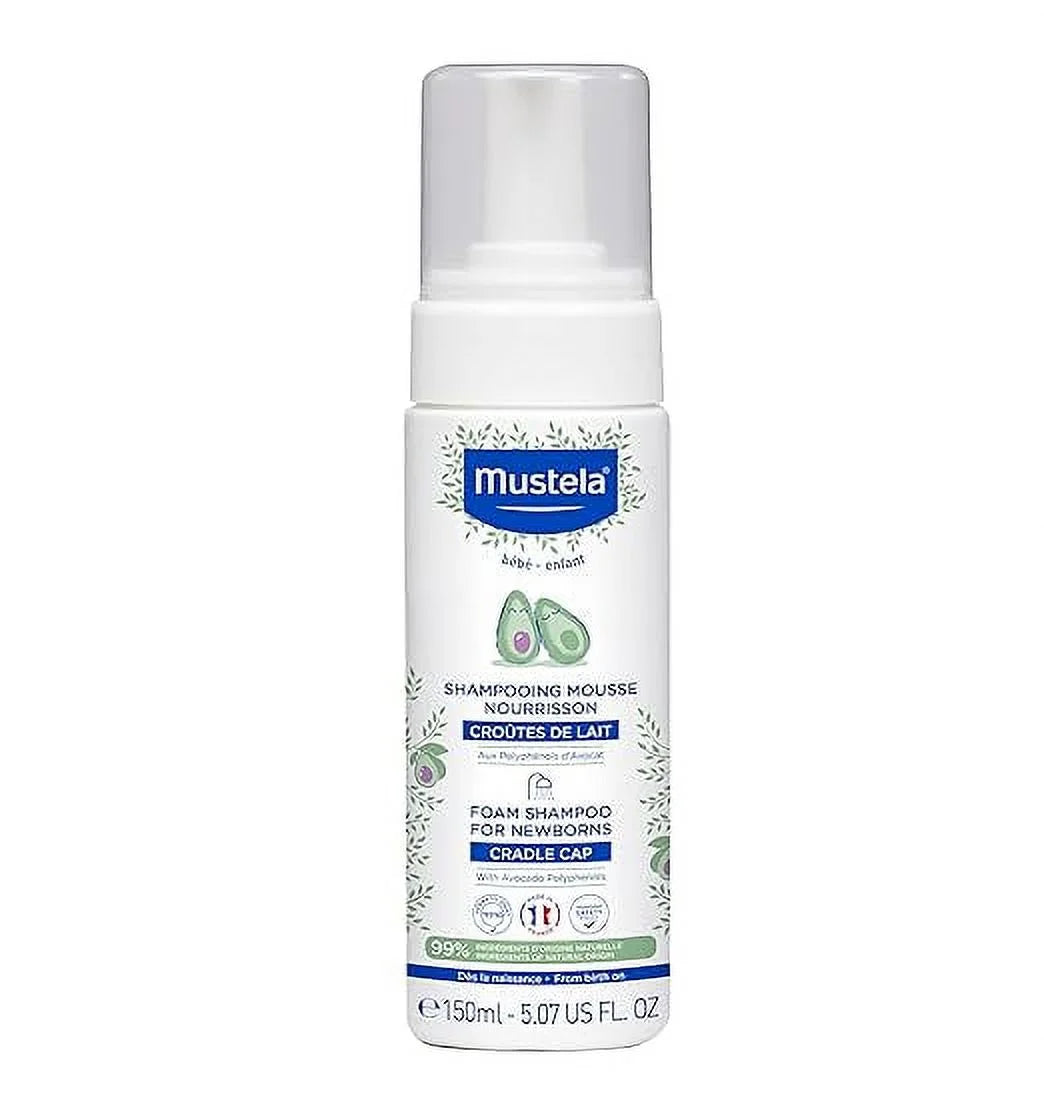 Mustela Cradle Cap Pillow Sizehampoo for Newborn - Baby Sizehampoo with Natural Avocado - Tear-Free & Fragrance-Free - 5.07 fl. oz.