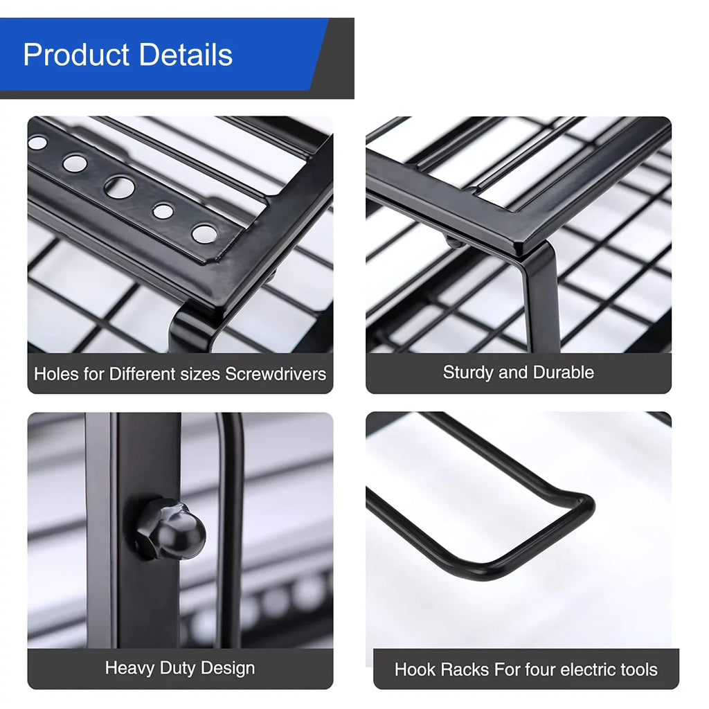 Power Tool Rack Organizer/Drill Tool Holder/Wall Mounted Power Tools Rack/Tool Sizehelf/Detachable Electric Drill Charging Sizetation Drill