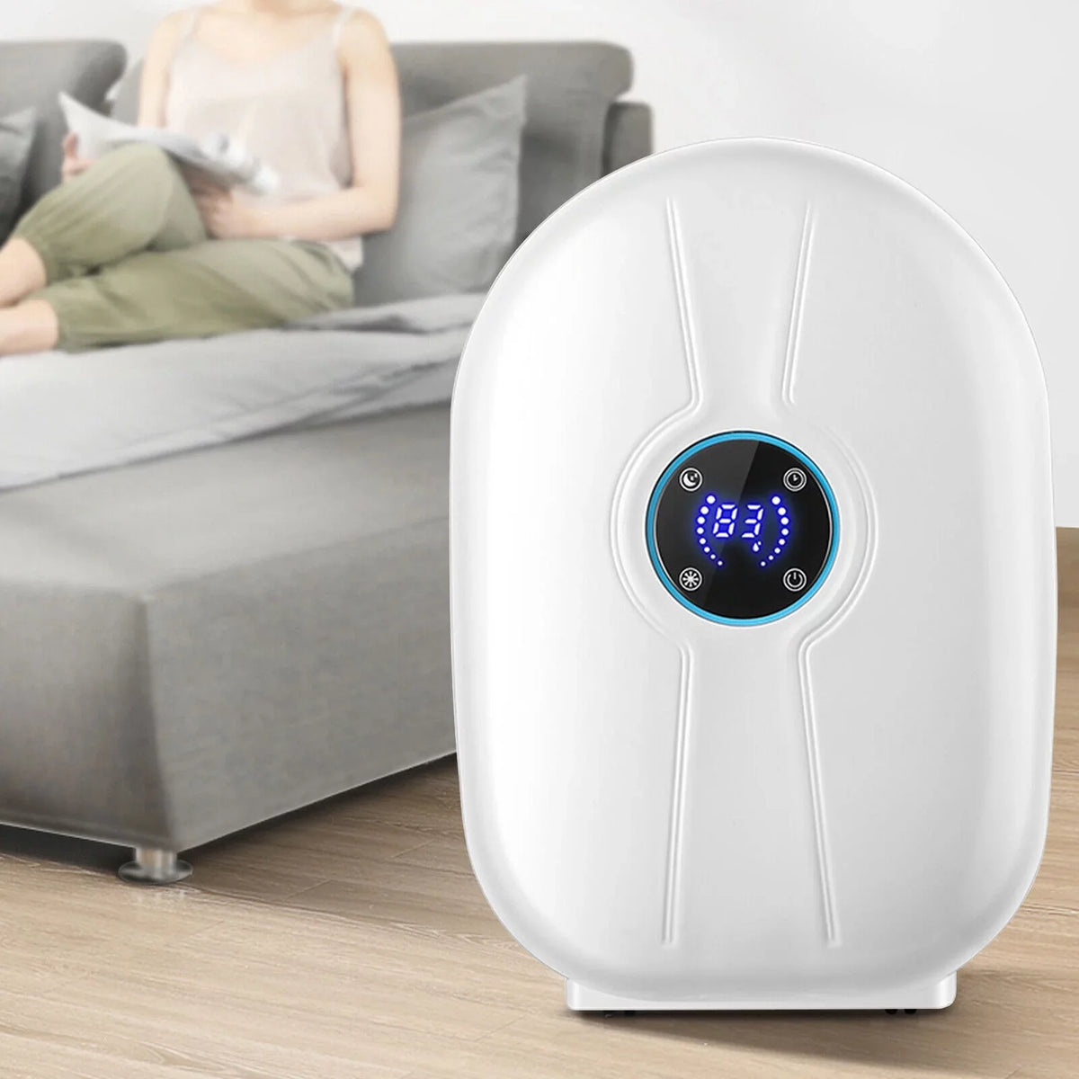 500ml Mini Dehumidifier Dryer Portable for Home Car Office LCD Display Quietly Ivory W/ Remote