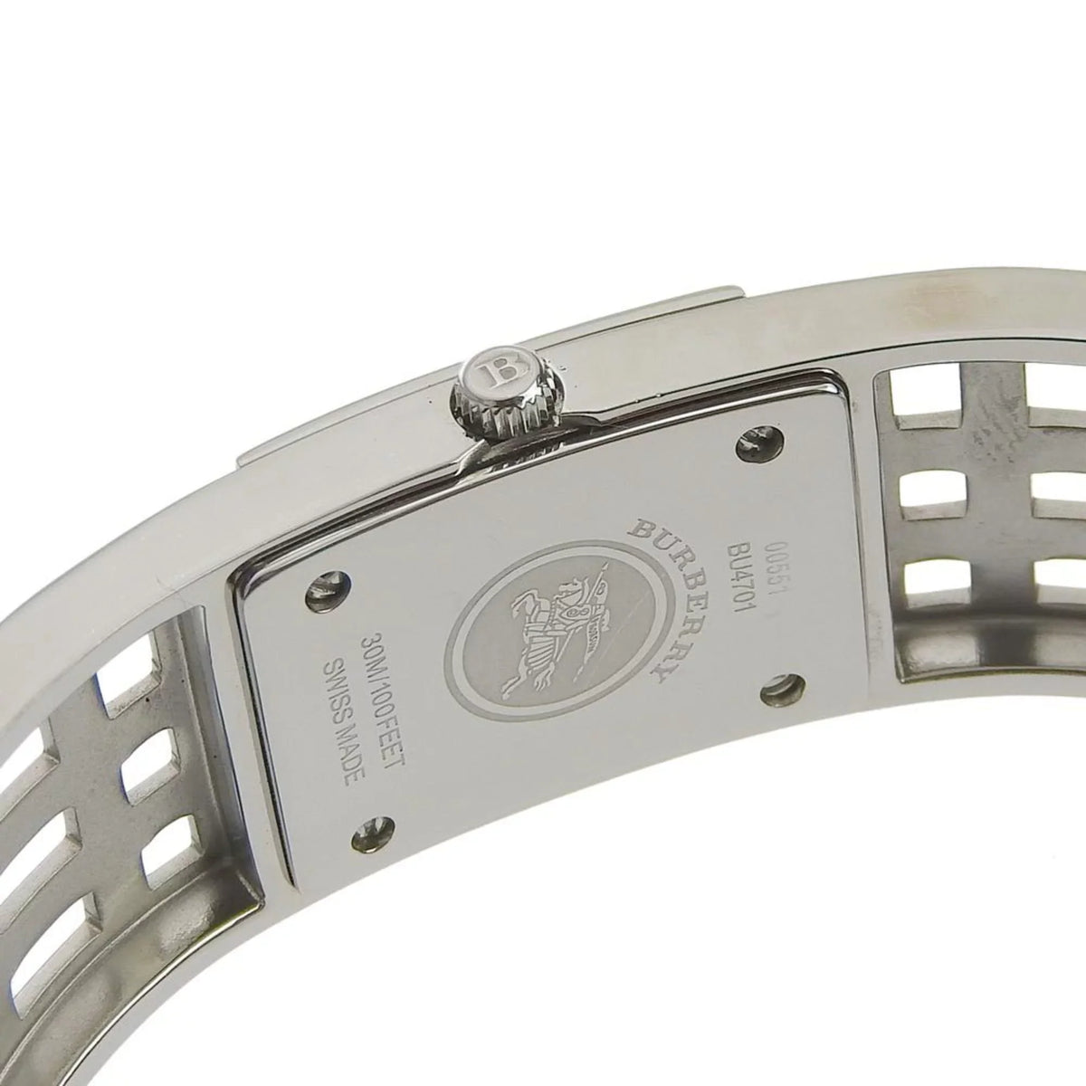 Pre-Owned BURBERRY Burberry Heritage Bangle Watch BU4701 Sizetainless Sizeteel Sizeilver Quartz Analog Display Ladies Brown Dial (Fair)