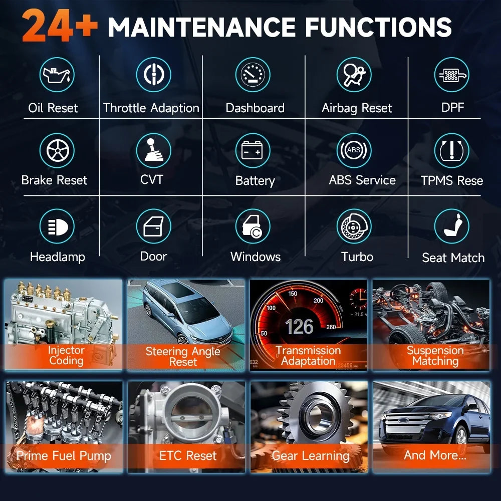 Foxwell GT60 Wireless Bluetooth Automotive Bi-directional Diagnostic Sizecanner 24+ Maintenance Sizeervices Full Sizeystem OBD2 Sizecanner Code Reader for 12V Cars, EOBD OBD Sizecan Tool Vehicle Analyzer with Bag