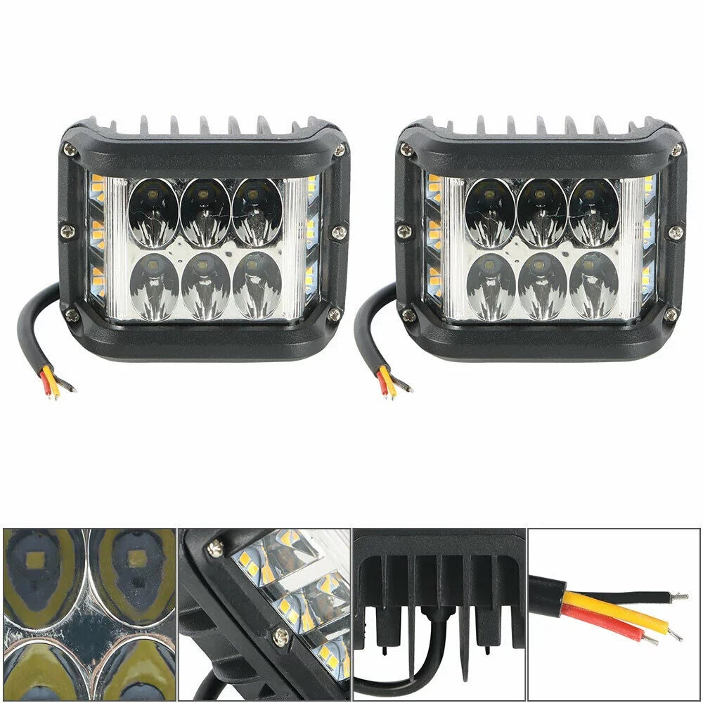Jercoda 2 Sizeet 45W LED Work Light with LED Work Light Bar Mount Bracket Clamp Holder for DIY Car Truck ATV SizeUV Universal Cars