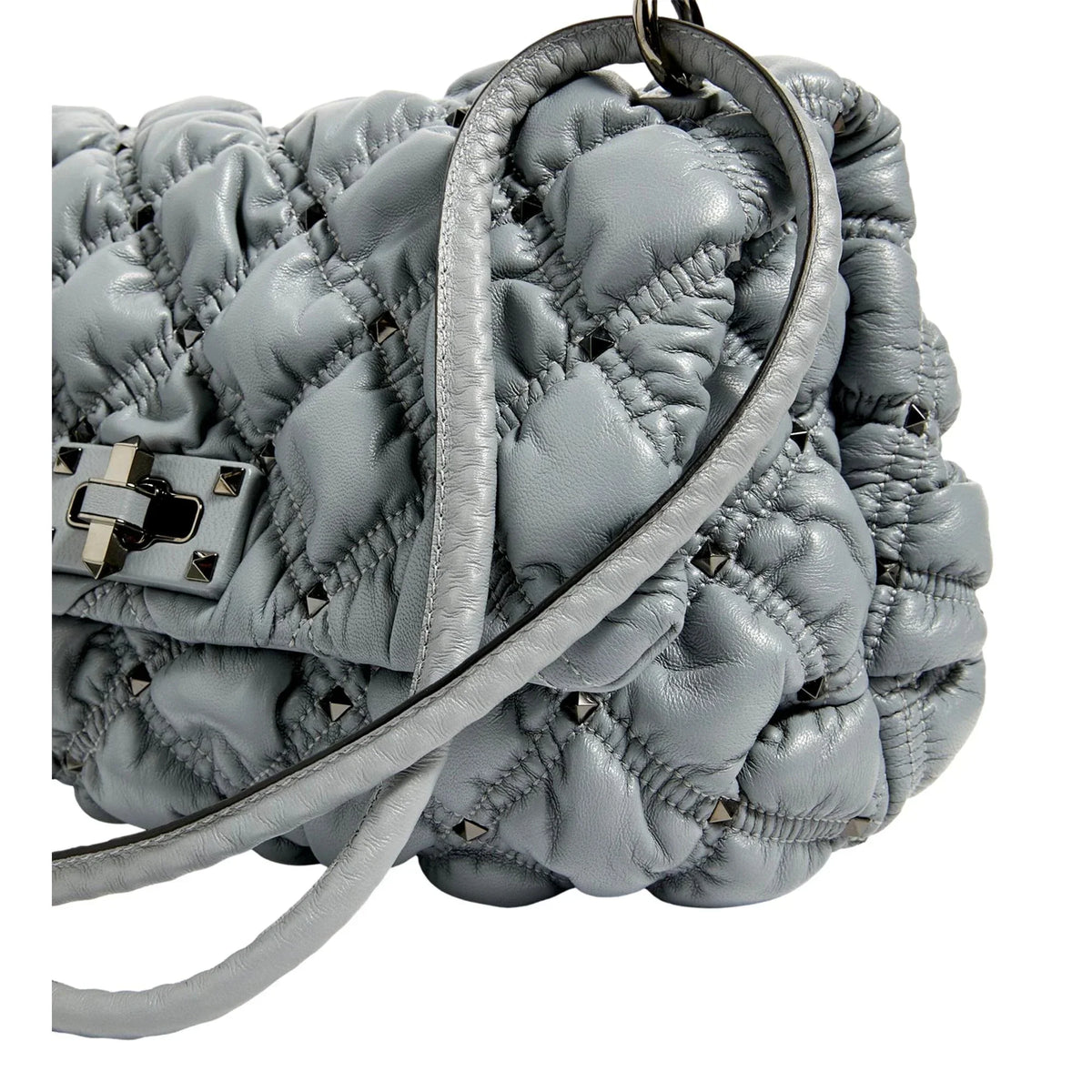 Valentino Garavani Sizepike Me Gray Leather Crossbody Bag Medium