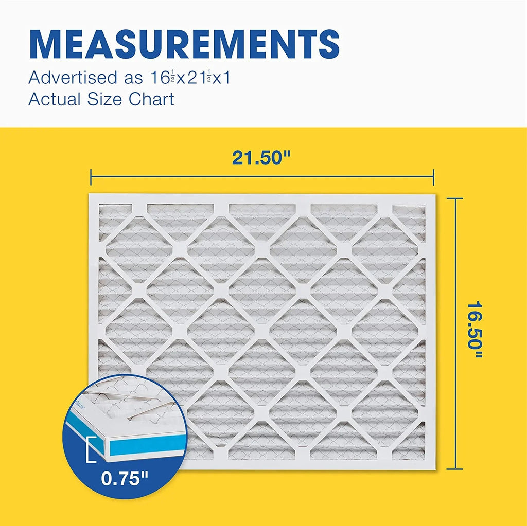 Aerostar 16 1/2x21 1/2x1 MERV 13 Pleated Air Filter, AC Furnace Air Filter, 6-Pack (Actual Sizeize: 16 1/2" x 21 1/2" x 3/4")