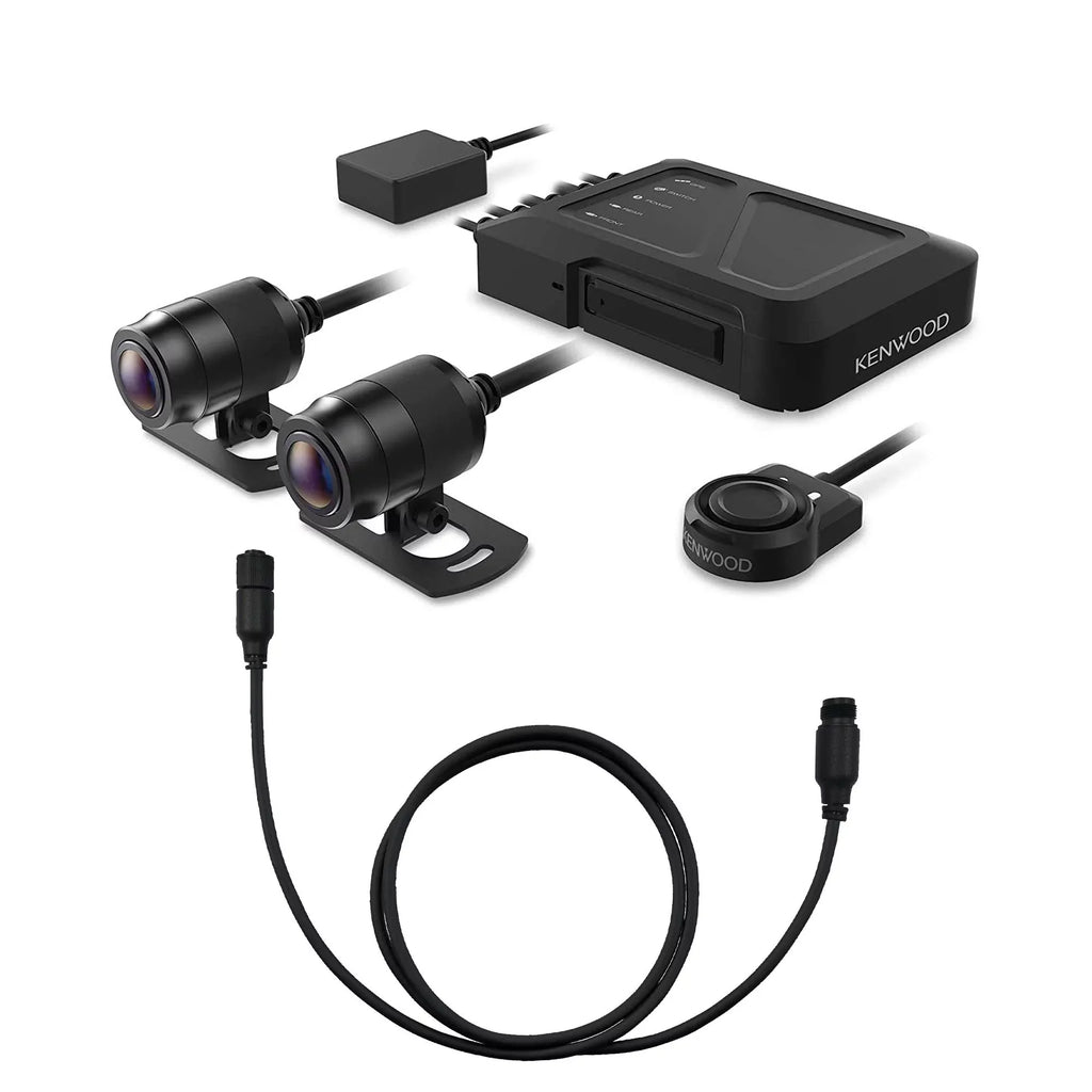 Kenwood SizeTZ-RF200WD Motorsports HD Dash Cam with GPSize and Rear-View Camera with a Kenwood SizeTZ-RFCC100 optional 3.3ft (1m) camera extension cable