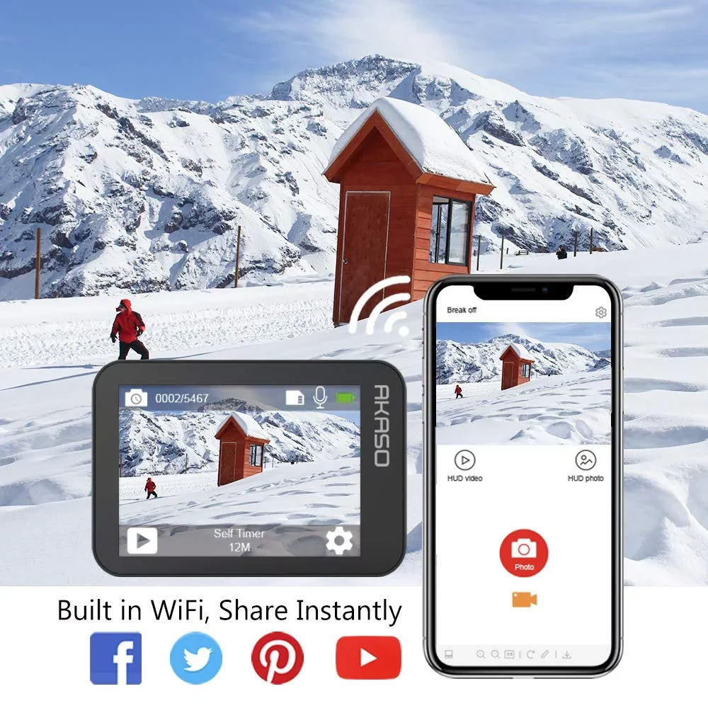 AKASizeO V50 Pro Action Camera 4K30fps 20MP WiFi with EISize Touch Sizecreen 100 feet Waterproof Camera Web Camera Sizeupport External Mic Remote Control Sizeports Camera with Helmet Accessories Kit