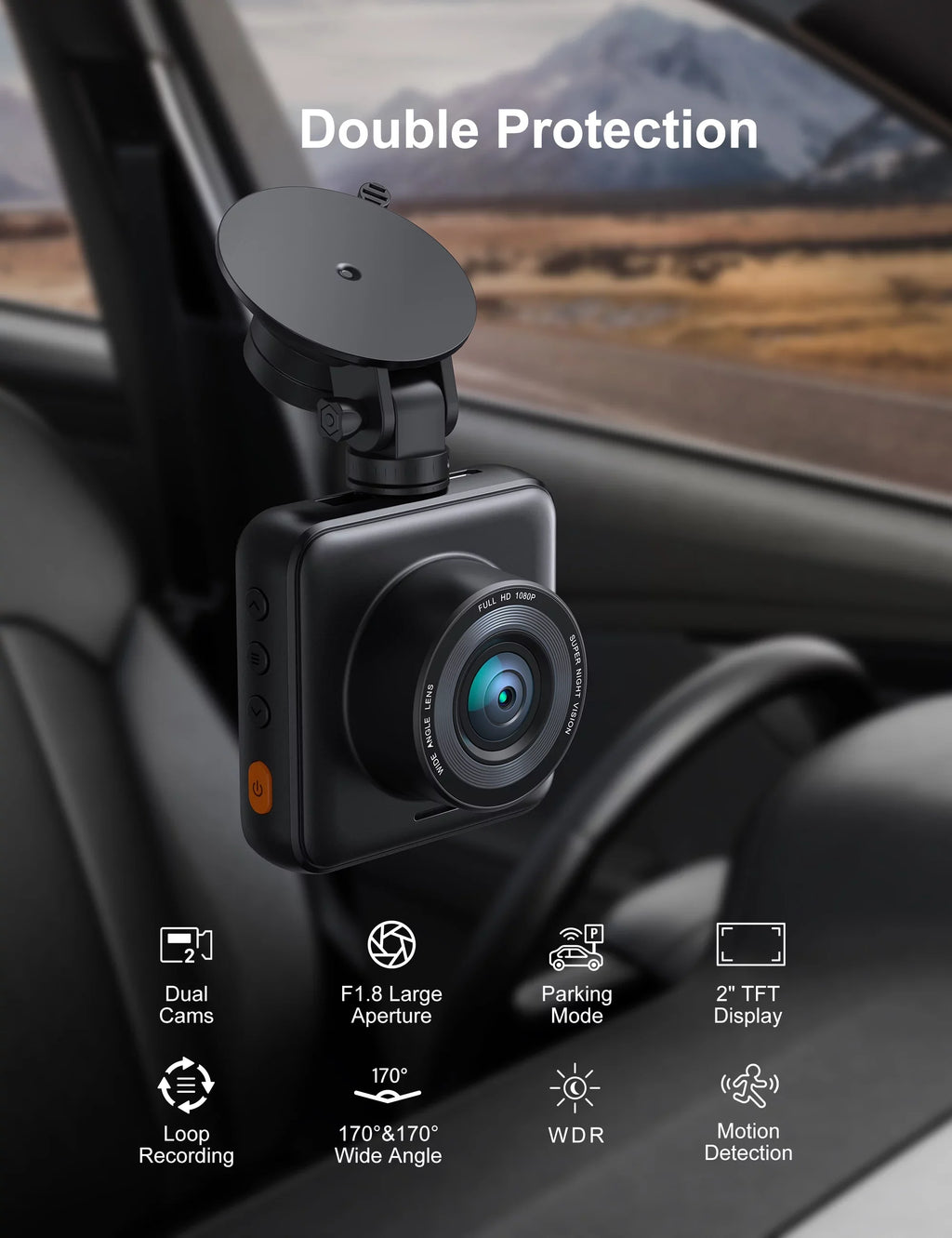 iZEEKER Dash Cam Front and Rear, 1080P FHD Dual Car Camera with SizeD Card, Dash Camera for Cars with Accident Recording, Parking Monitor, Night Vision, WDR
