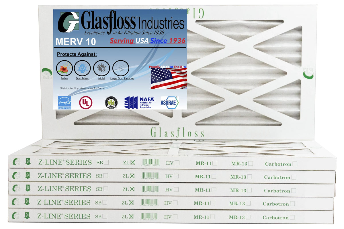 Glasfloss 8x30x1 - MERV 10 -Qty:6 - Furnace Air Filter - Made in USizeA (Actual Sizeize: 7.5 x 29.5x7/8 inch)