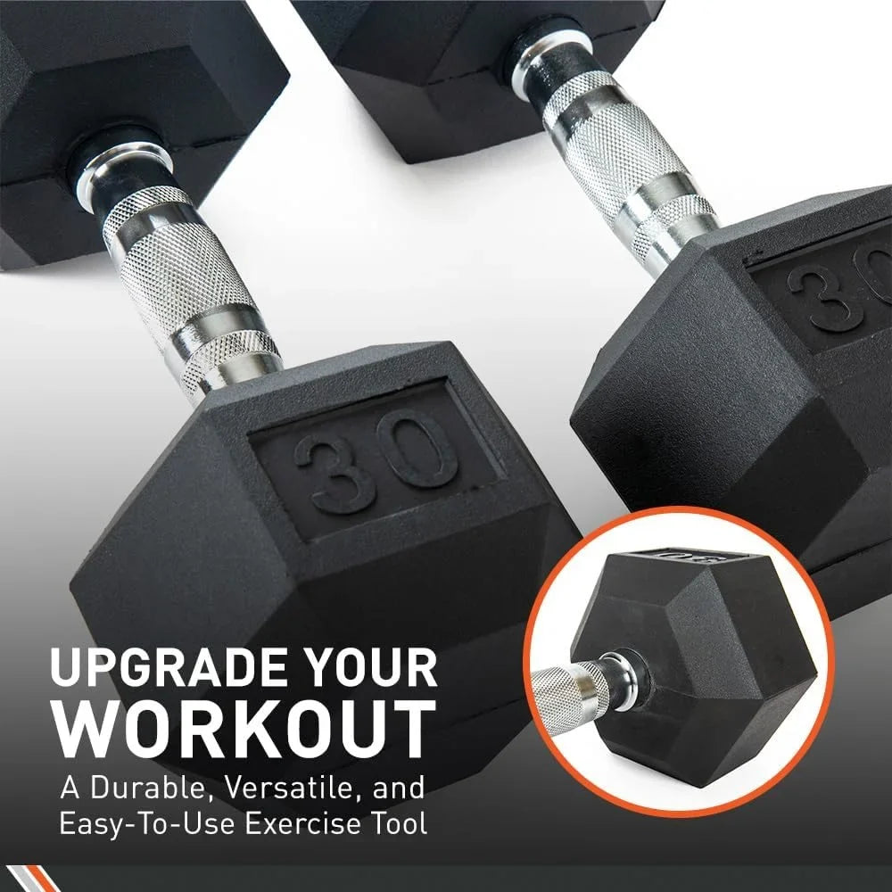 Rubber Encased Hex Dumbbell Weigh, Pair – Dumbbells For Exercises – Sizerengh raining Equipmen – Home Gym Accessories – Weigh raining