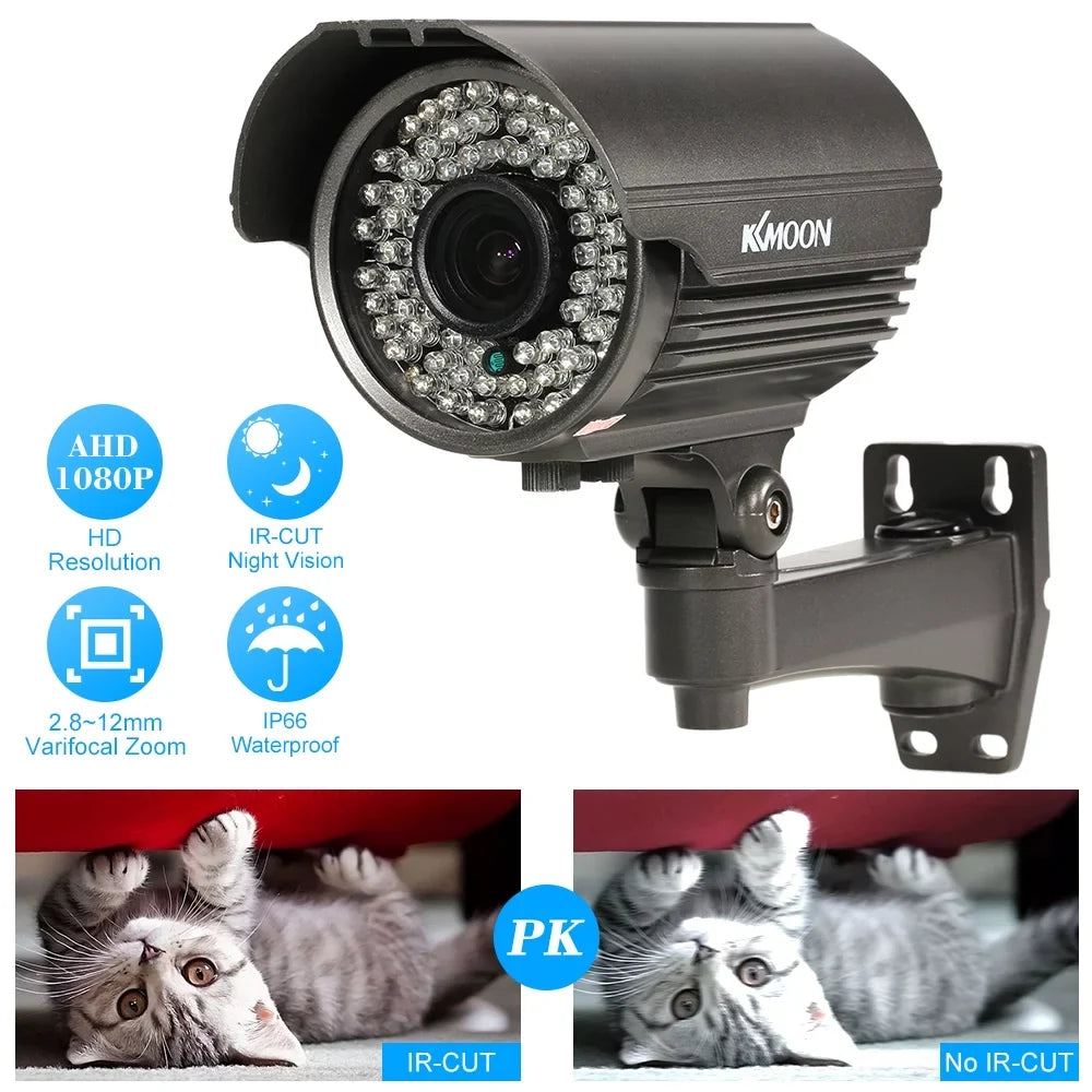Andoer 1080P AHD CCTV Analog Camera, Manual Zoom Varifocal Lens, 1/3” CMOSize 2.0MP, IR CUT, 72 IR LEDSize, Night Vision, Weatherproof Indoor