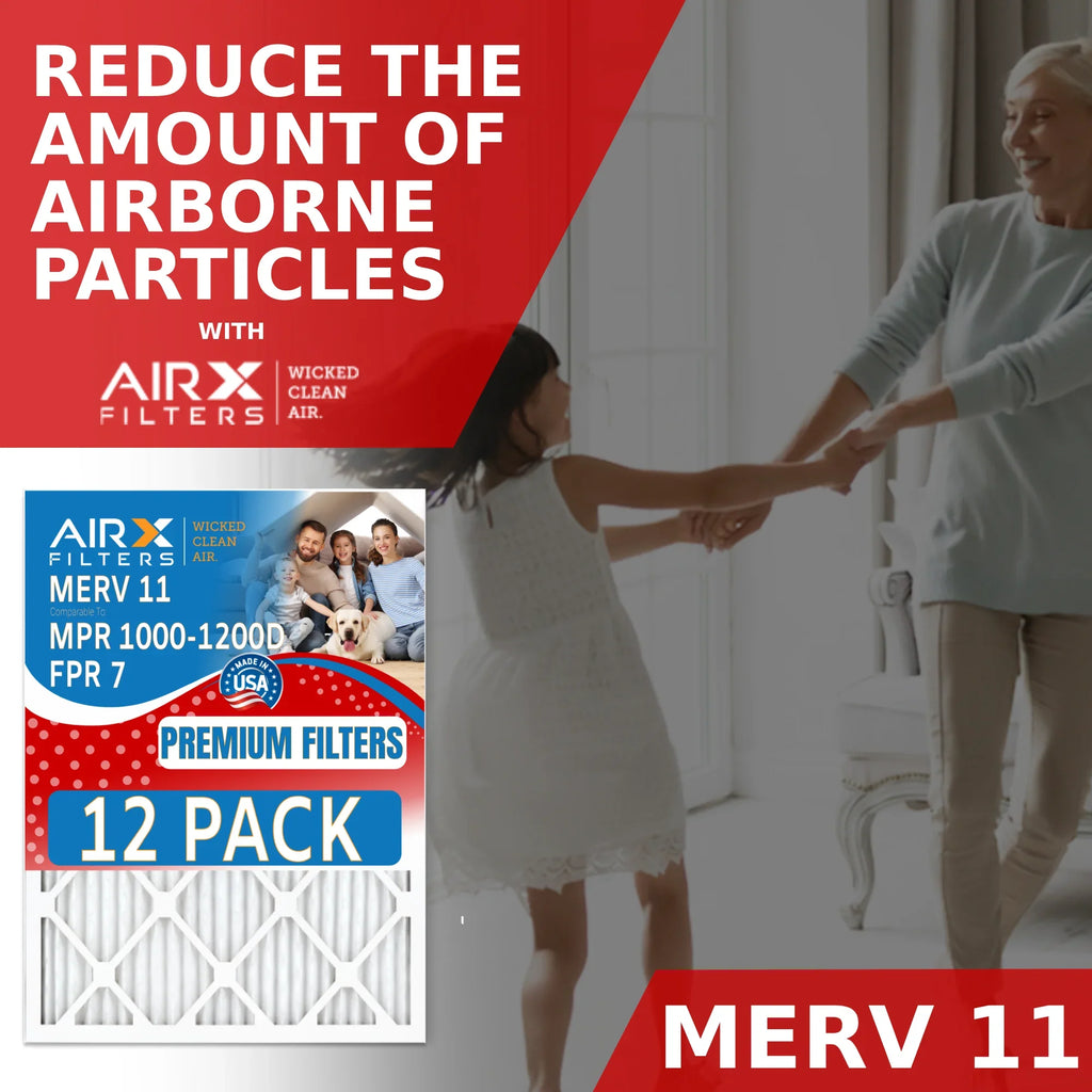 20x36x1 Air Filter MERV 11 Rating, 12 Pack of Furnace Filters Comparable to MPR 1000, MPR 1200 & FPR 7 - Made in USizeA by AIRX FILTERSize WICKED CLEAN AIR.