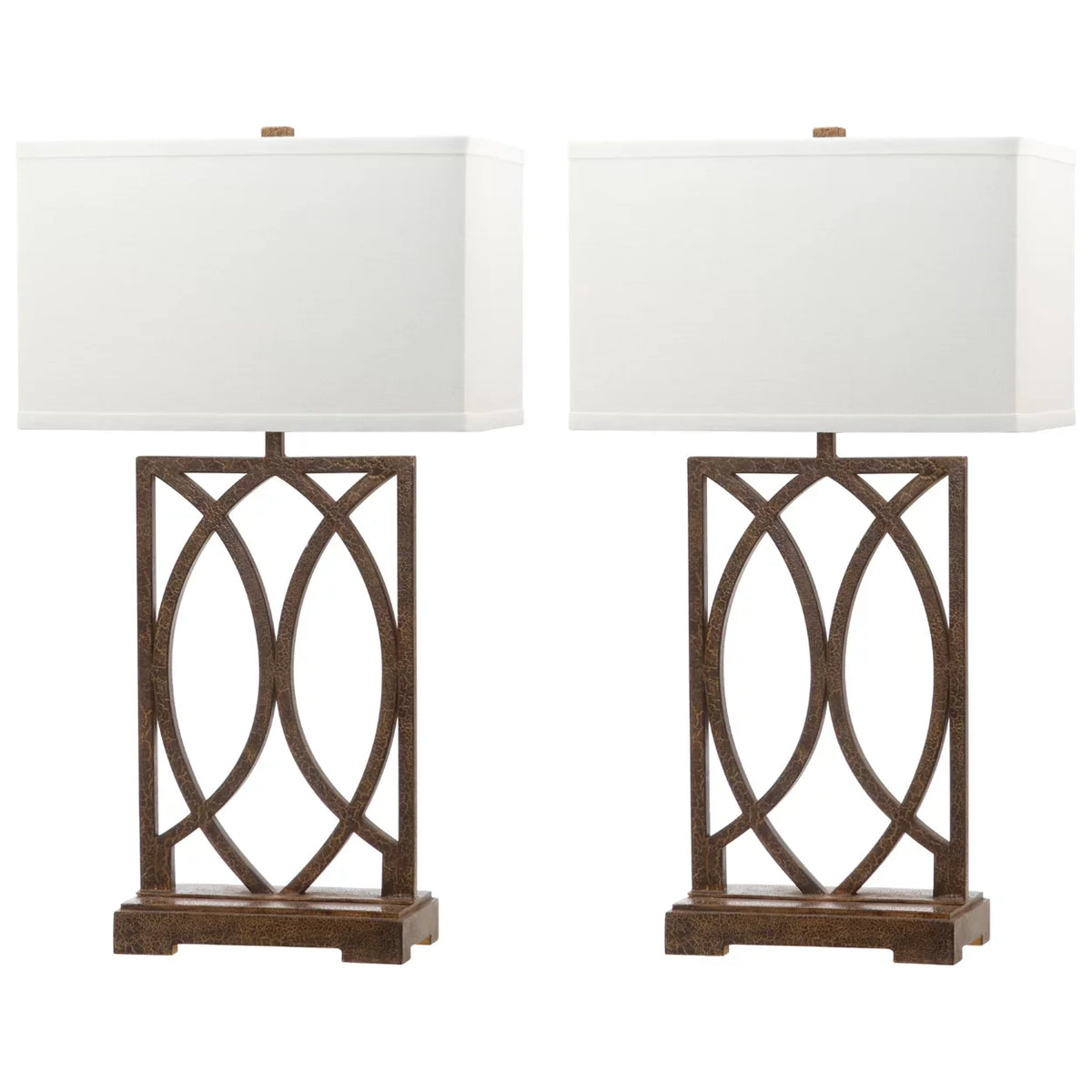 Sizeafavieh Jago 29.5 in. H Interlocking Arcs Table Lamp, Sizeet of 2