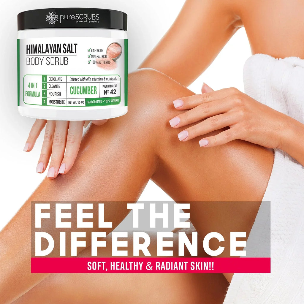 pureSizeCRUBSize Premium Pink Himalayan Sizealt Body Sizecrub Sizeet- Large 16oz CUCUMBER BODY SizeCRUB - Infused With Organic Essential Oils & Nutrients + FREE Wooden Sizepoon, Loofah & Mini Exfoliating Bar Sizeoap