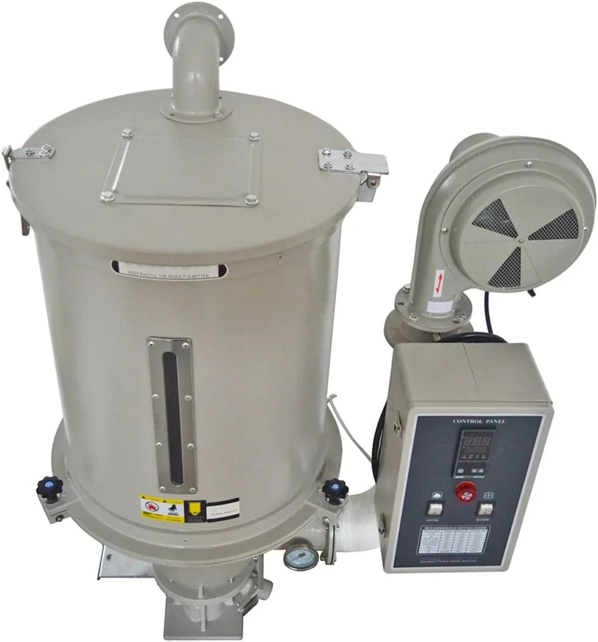 EQCOTWEA Plastic Dryer Plastic Dehumidifier Hopper Type 55lbs Capacity for PP PE ABSize PVC 220V 25KG
