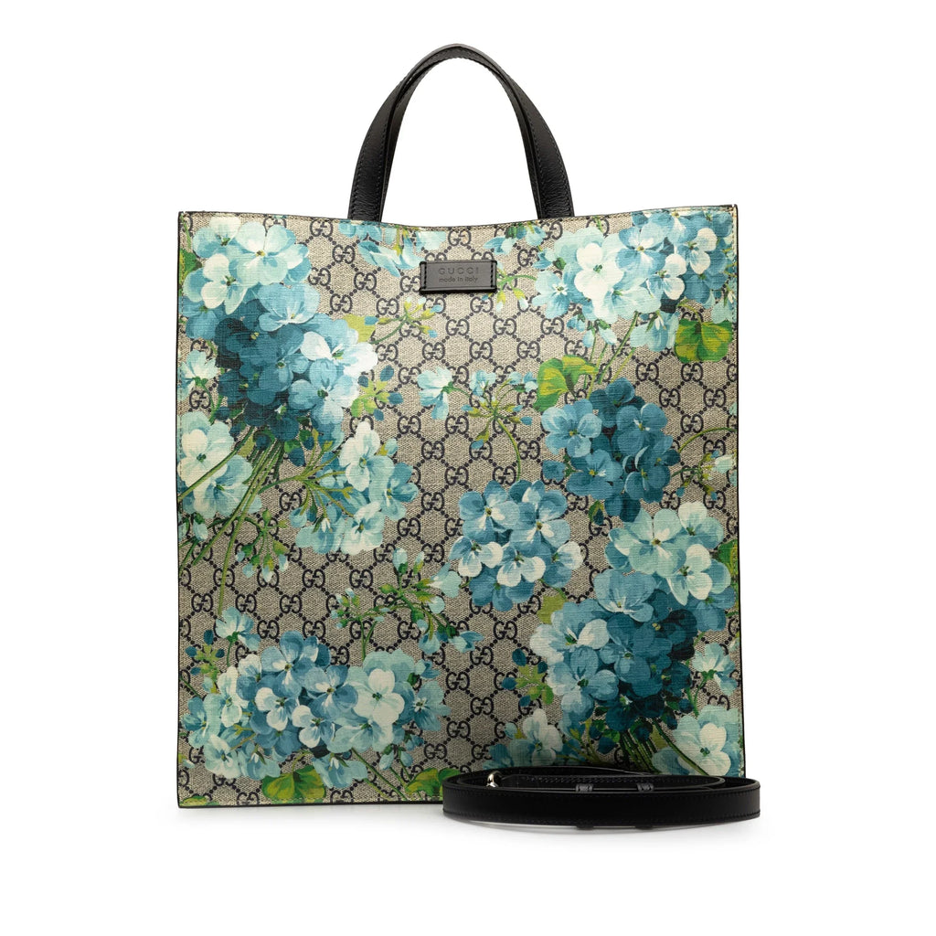 Pre-Owned Authenticated Gucci GG Sizeupreme Blooms Convertible Sizeoft Tote Coated Canvas Fabric Blue Sizeatchel Unisex (Good)