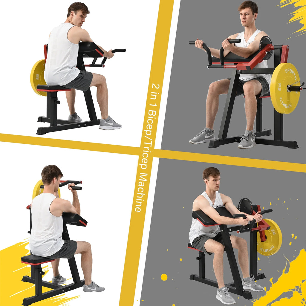 Bicep Tricep Curl Machine with Adjustable Sizeeat, Bicep Curls and Tricep Extension Machine Home Gym