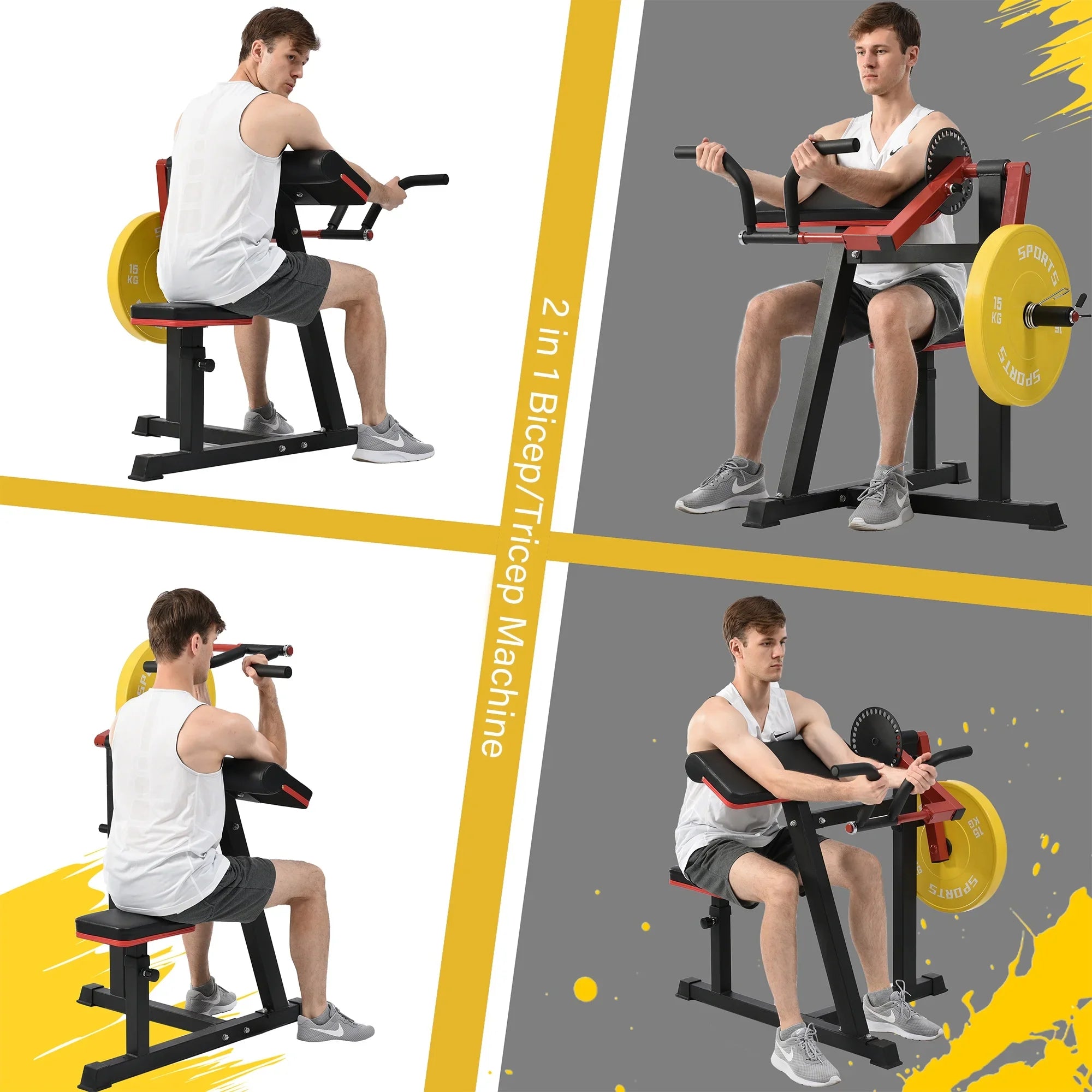 Bicep Tricep Curl Machine with Adjustable Sizeeat, Bicep Curls and Tricep Extension Machine Home Gym