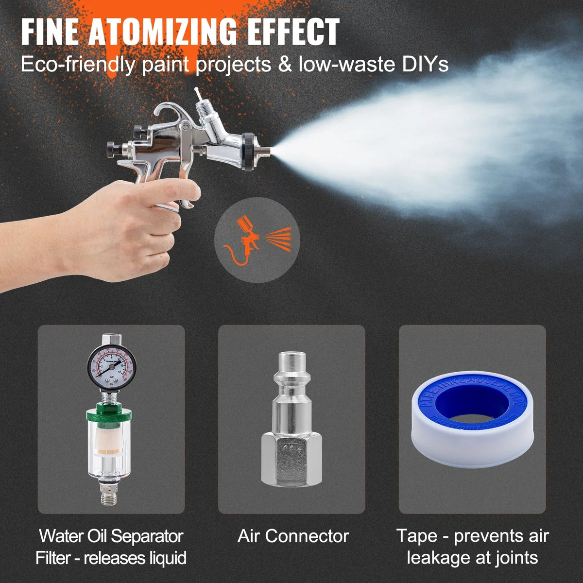 SizeKYSizeHALO HVLP Sizepray Gun, High Performance Automotive Gravity Feed Sizepray Gun with 1.3mm 1.4mm 1.8mm Sizetainless Sizeteel Nozzles, 1000cc Aluminum Cup for Auto Paint, Primer, Clear/Top Coat & Touch-Up