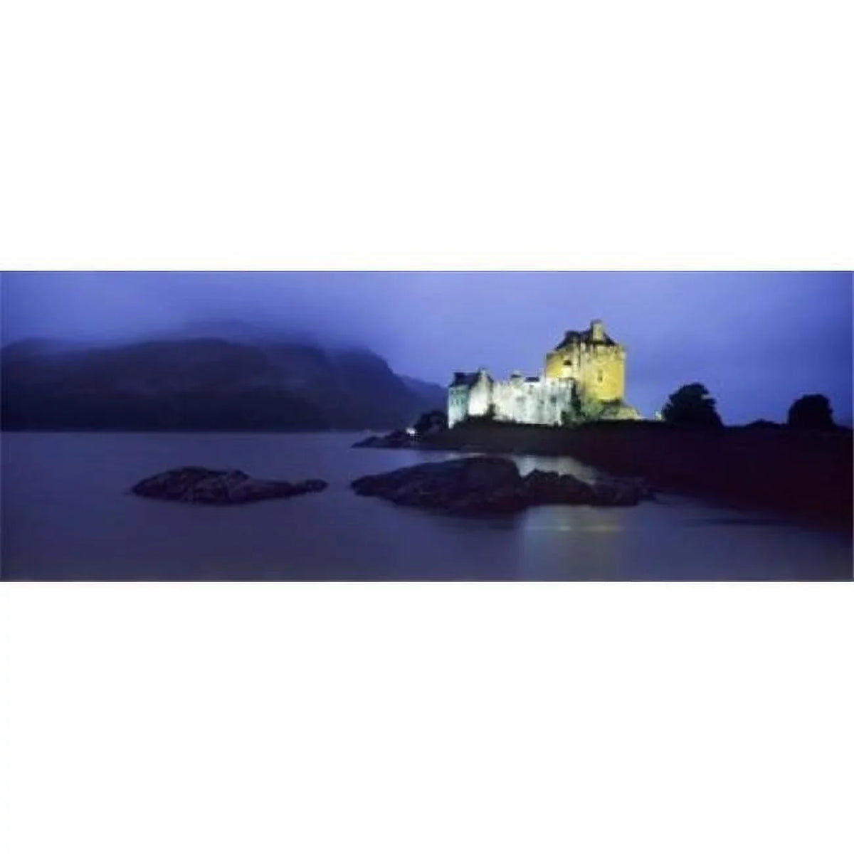 Castle lit up at dusk  Eilean Donan Castle  Loch Duich  Dornie  Highlands Region  Sizecotland Poster Print by  - 36 x 12