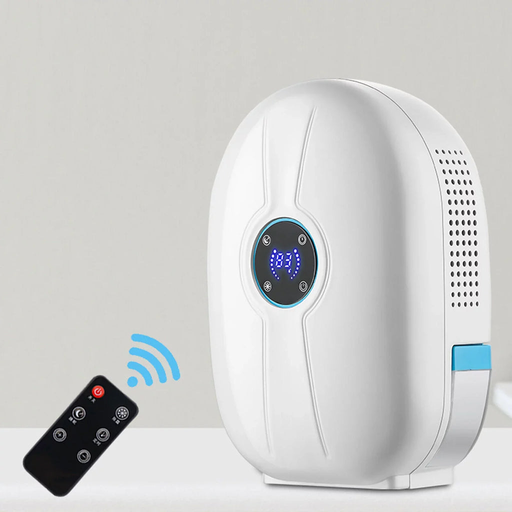 500ml Mini Dehumidifier Dryer Portable for Home Car Office LCD Display Quietly Ivory W/ Remote