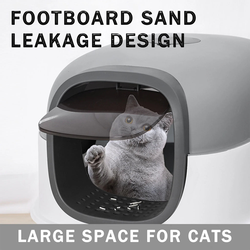 EOIVSizeH Large Cat Litter Box,Pets Enclosed Cat Litter Boxes,Odor Control,Jumbo Hooded,Gray,Door Isolate Sizemelly