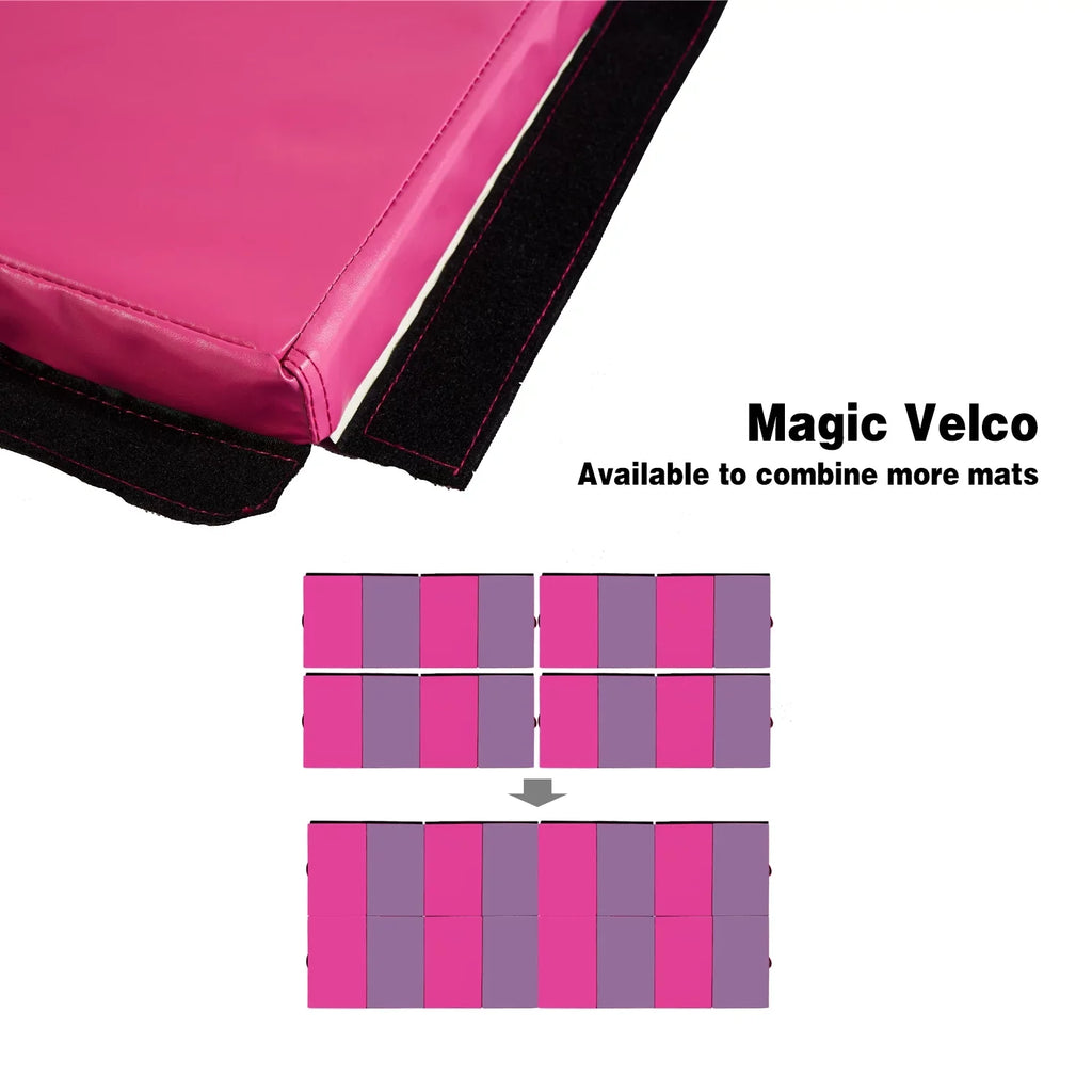 Ainfox 4'x6'x2 Gymnastic Mat Thick Folding Panel Exercise Yoga Tumbling Gymnastic Fitness Training Home Exercise Pink/Rose Red