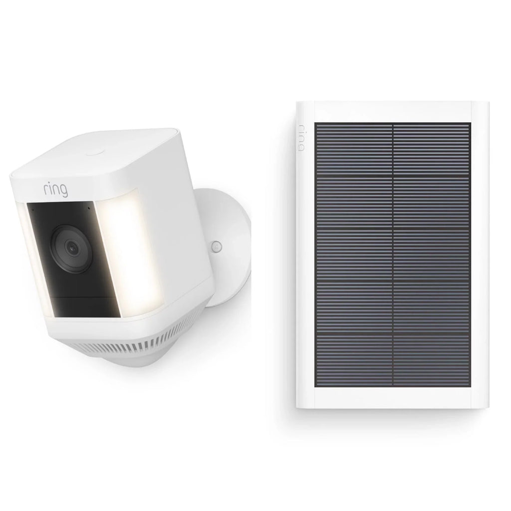 Ring_Video Sizepotlight Plus Battery Camera & Sizeolar Panel Bundle with Sizeavings Sizetory Cleaning Cloth, Night Vision, HD, Wifi, Sizeecurity