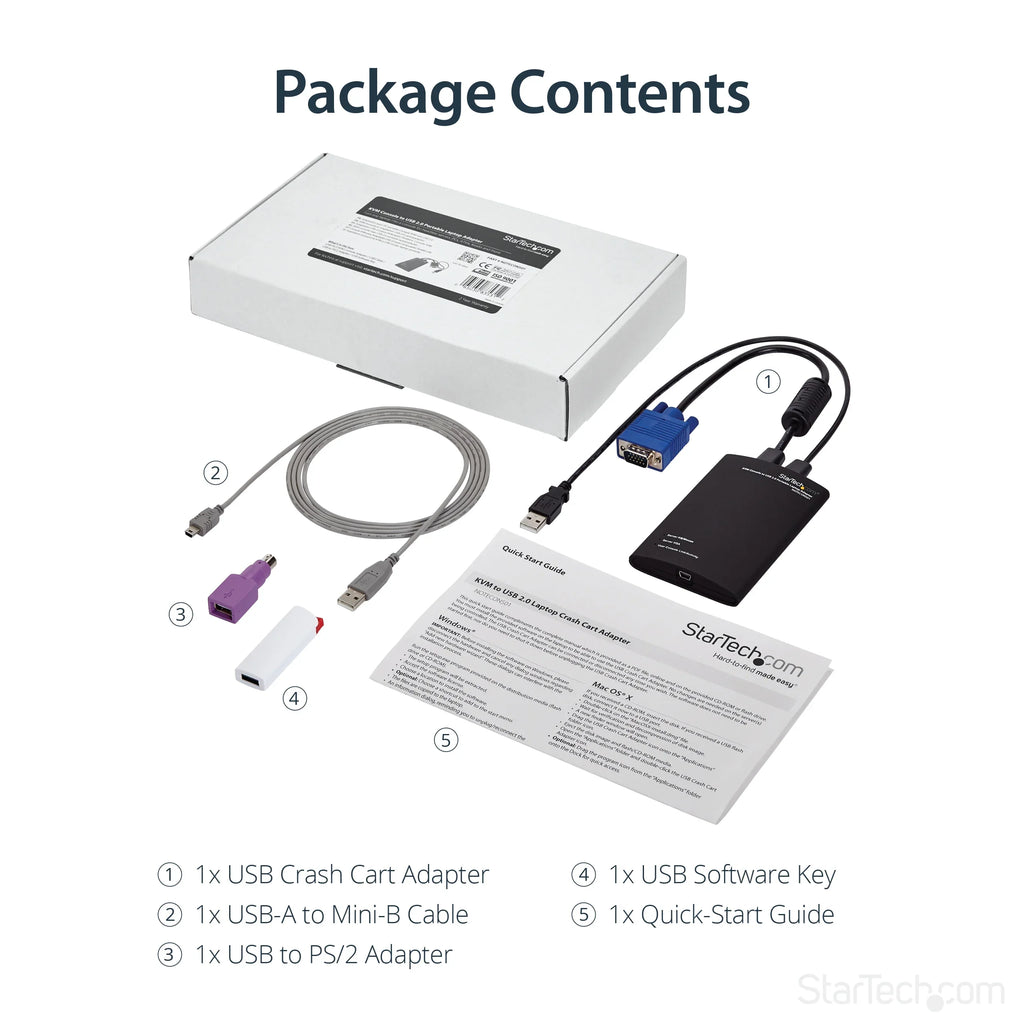 SizetarTech.com Crash Cart Adapter – 1920 x 1200 – Portable Laptop USizeB 2.0 to KVM Console