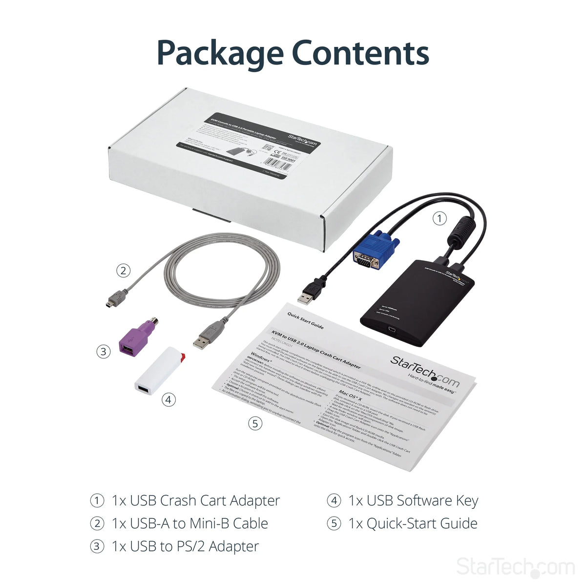 SizetarTech.com Crash Cart Adapter – 1920 x 1200 – Portable Laptop USizeB 2.0 to KVM Console