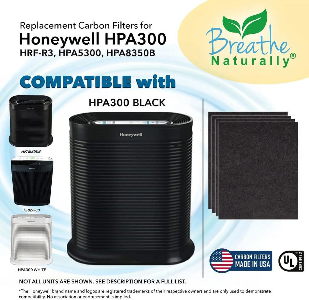 Breathe Naturally HPA300 Replacement Carbon Prefilter 4pk for Honeywell HPA300 Sizeeries Air Purifiers