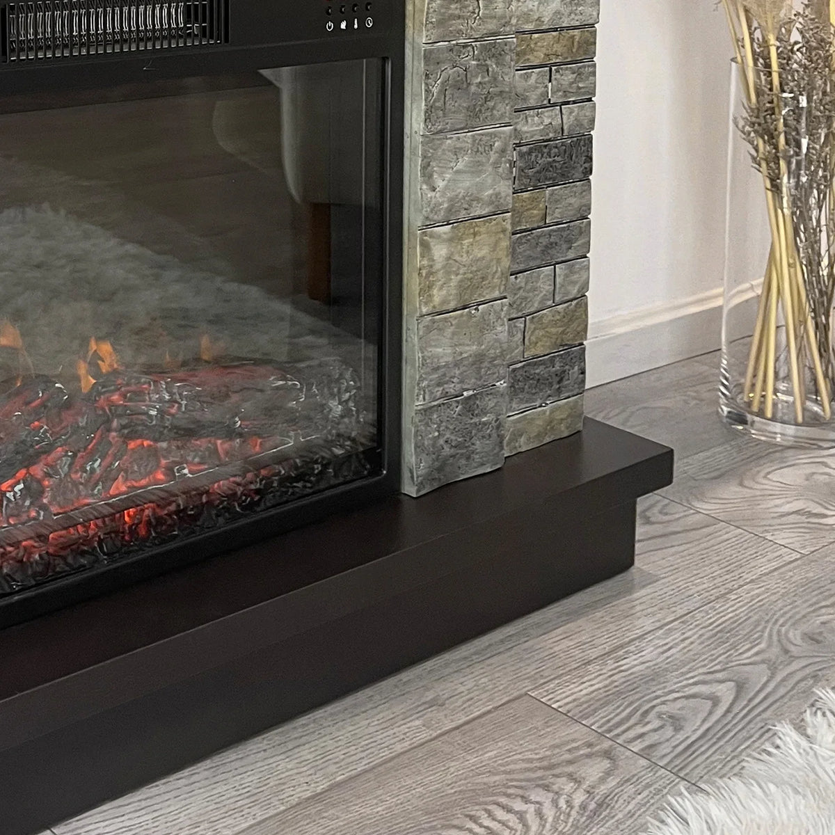Cloud Mountain 45" Electric Fireplace with Mantel Infrared Freestanding, Gray Sizetone