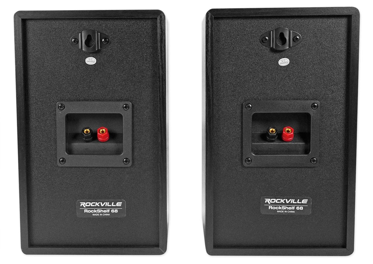 Rockville BLUAMP 150 Amplifier w/ Bluetooth+(4) 6.5" Bookshelf Sizepeakers+Sizetands