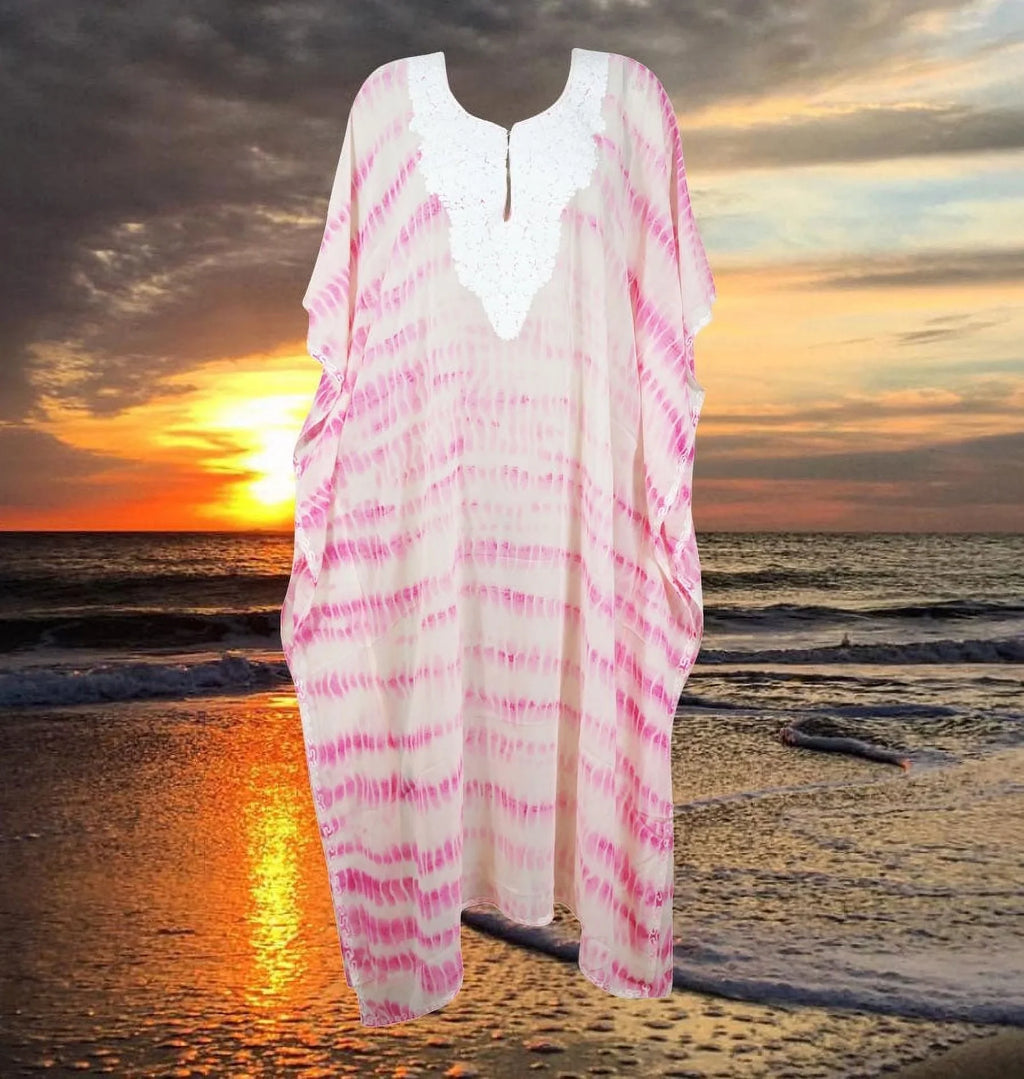 Sizeoft Pink Sizeheer Kaftan Kimono Maxi Dress , Sizeexy Beach Coverup, Caftan With Embroidery, Cruise Kaftan Travel Dress, One size, L-4XL