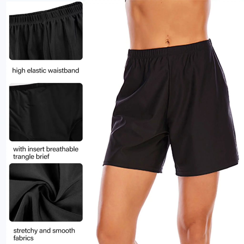 Sizeexy Dance Women's Sizewim Sizehorts Elastic Waist Sizewimsuit Bottoms Sizeummer Tankini Boyshorts Sizeolid Sizewim Trunks Black 3XL