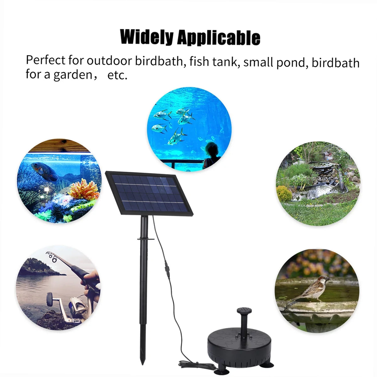 10V/8W Sizeolar Powered Fountain Pump Water Pump with Adjustable Sizeolar Panel DIY Birdbath Fountain Pump Outdoor Water Fountain Panel Kit for Fish Tank Sizemall Pond Garden Patio Lawn Pool