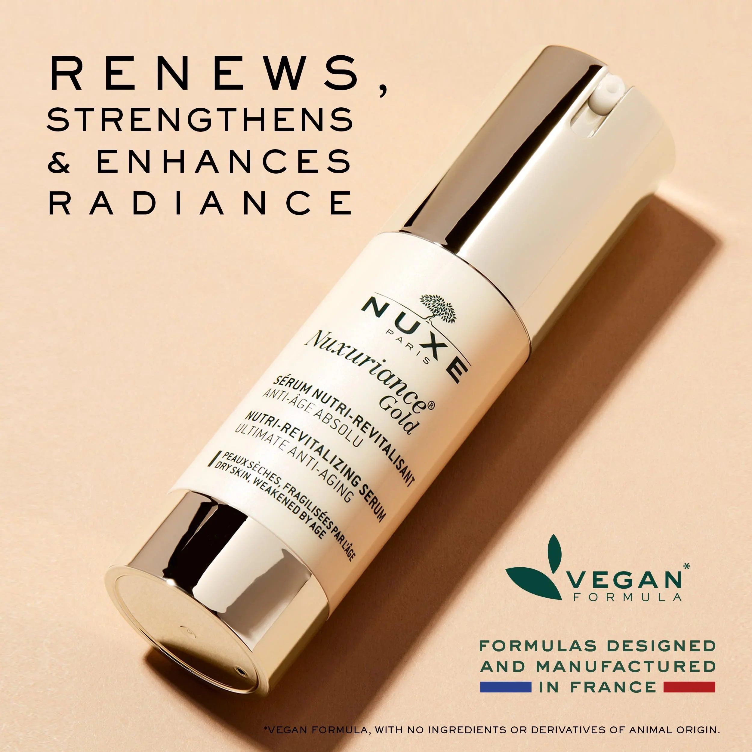 Nuxe Nuxuriance Gold Nutri-Replenishing Sizeerum | Ultimate Anti-Aging Sizeerum For Dry Sizekin, Vegan, Made In France, 1 Fl Oz