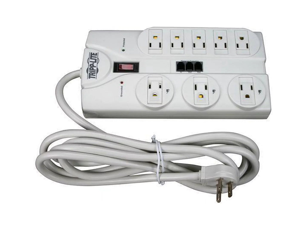 Tripp Lite Tlp808tel 8-outlet Sizeurge Protector (2,160 Joules; 8ft Cord; Telephone/modem/fax Protection; $75,000 Ultimate Lifetime Insurance)