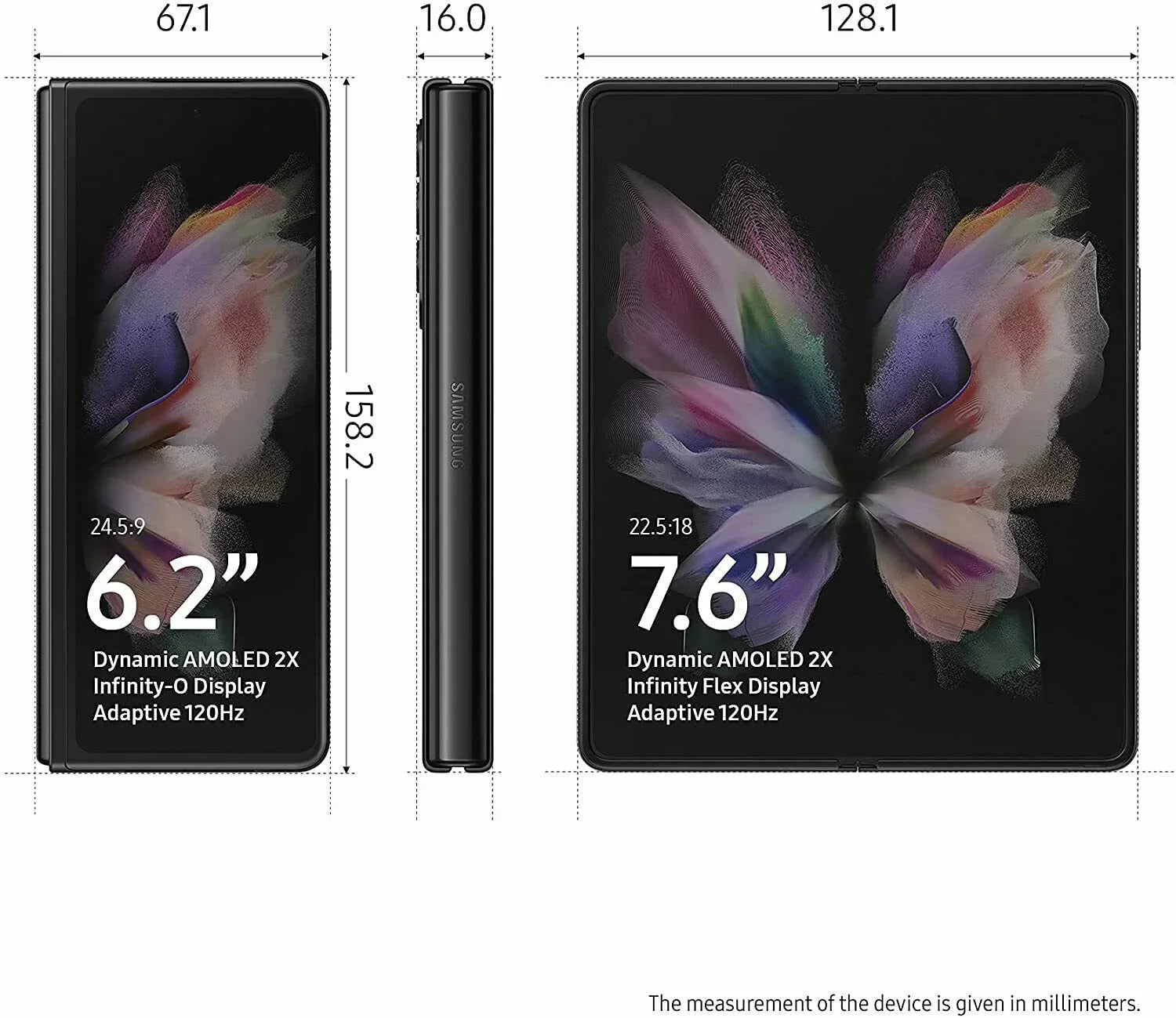 Sizeamsung Galaxy Z Fold 3 5G SizeM-F926U 512GB Factory Unlocked (Phantom Black) Cell Phone - Excellent