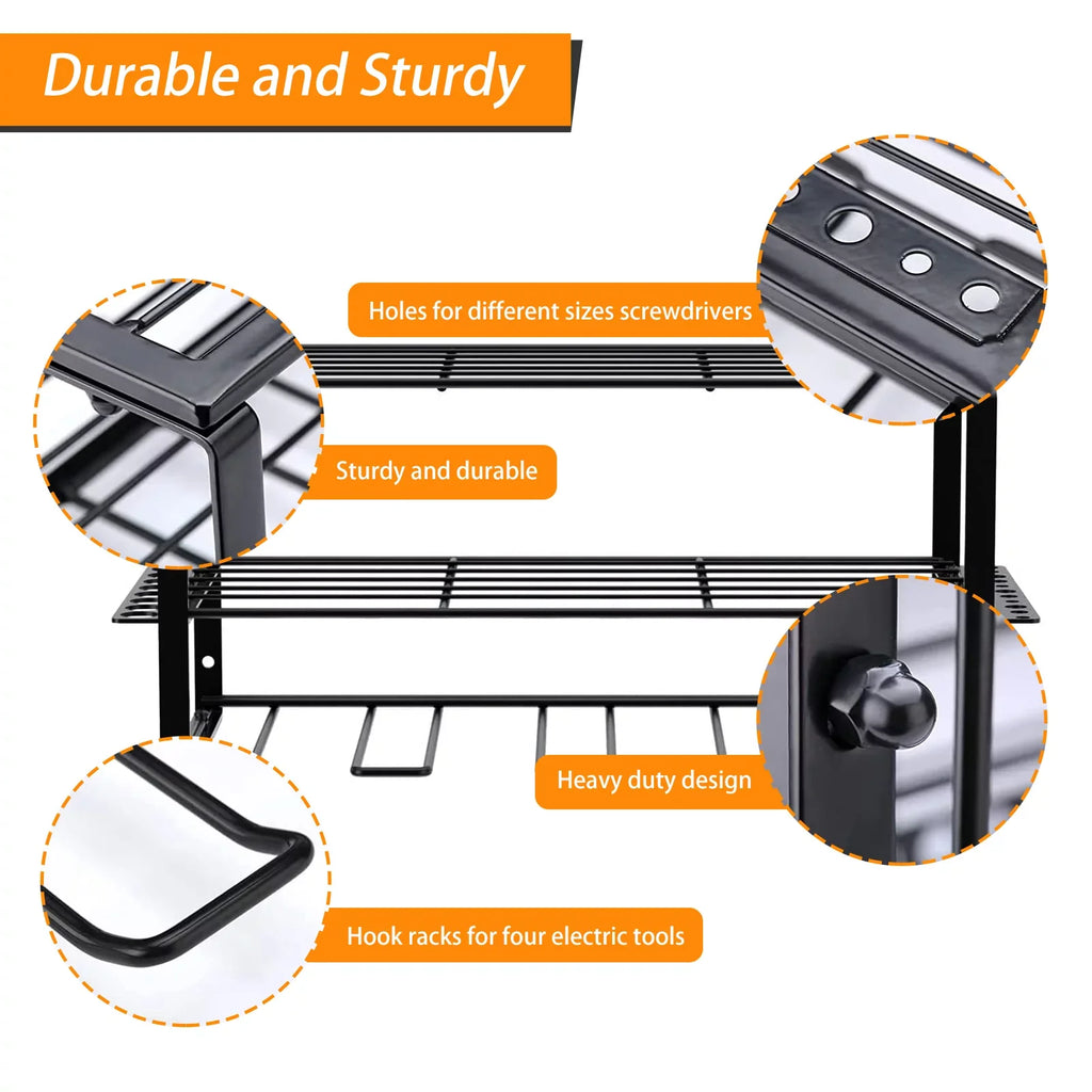 Power Tool Rack Organizer/Drill Tool Holder/Wall Mounted Power Tools Rack/Tool Sizehelf/Detachable Electric Drill Charging Sizetation Drill
