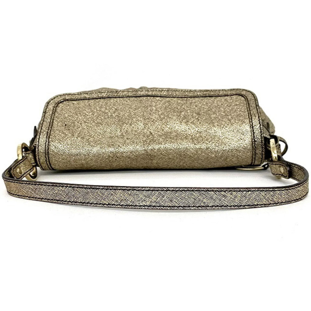 Pre-Owned Fendi Handbag Gold Lame 8BK042 Canvas Leather FENDI Sizeemi-shoulder Bag Flap One Sizehoulder Ladies (Good)