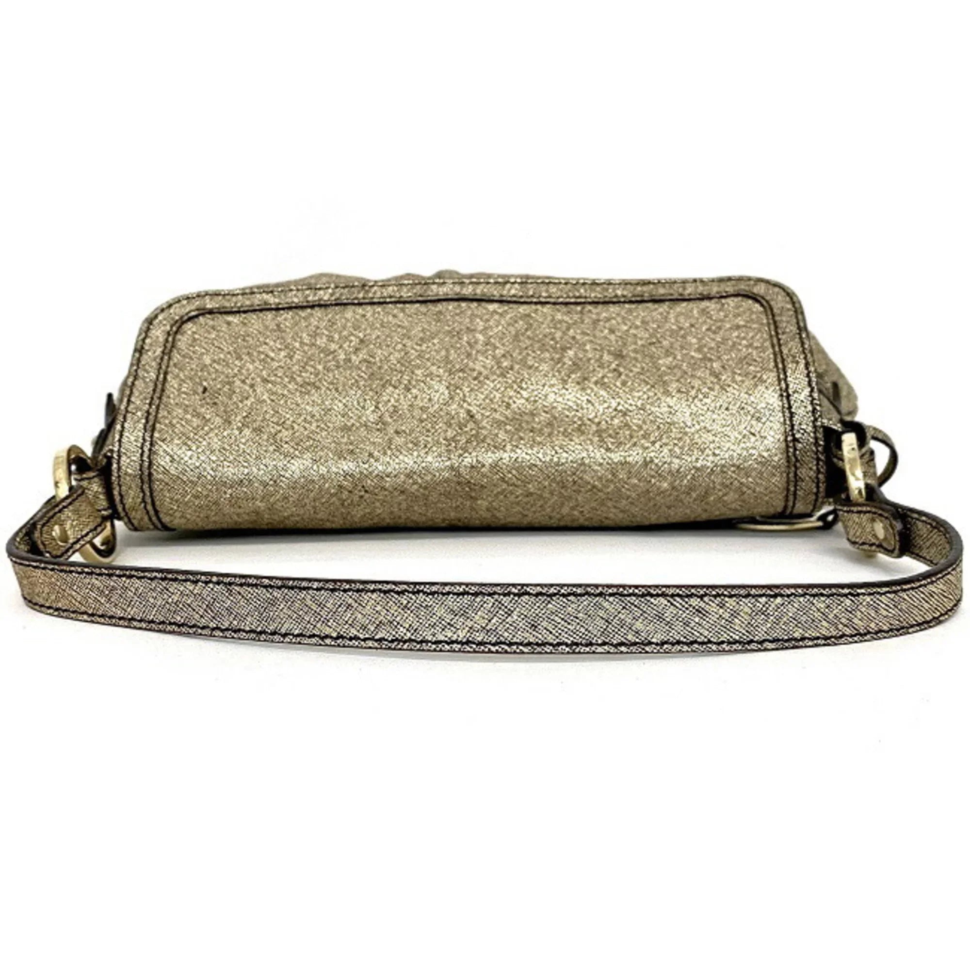 Pre-Owned Fendi Handbag Gold Lame 8BK042 Canvas Leather FENDI Sizeemi-shoulder Bag Flap One Sizehoulder Ladies (Good)