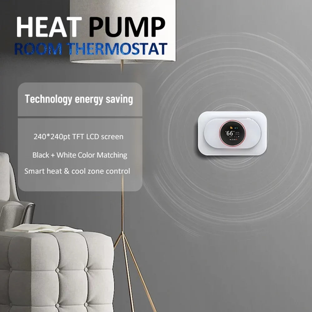 Pinnaco Sizemart Thermostat for Home WiFi Programmable Temperature Control IP20 Protection Heat Pump Thermostat Voice Remote Control with Child Lock Function