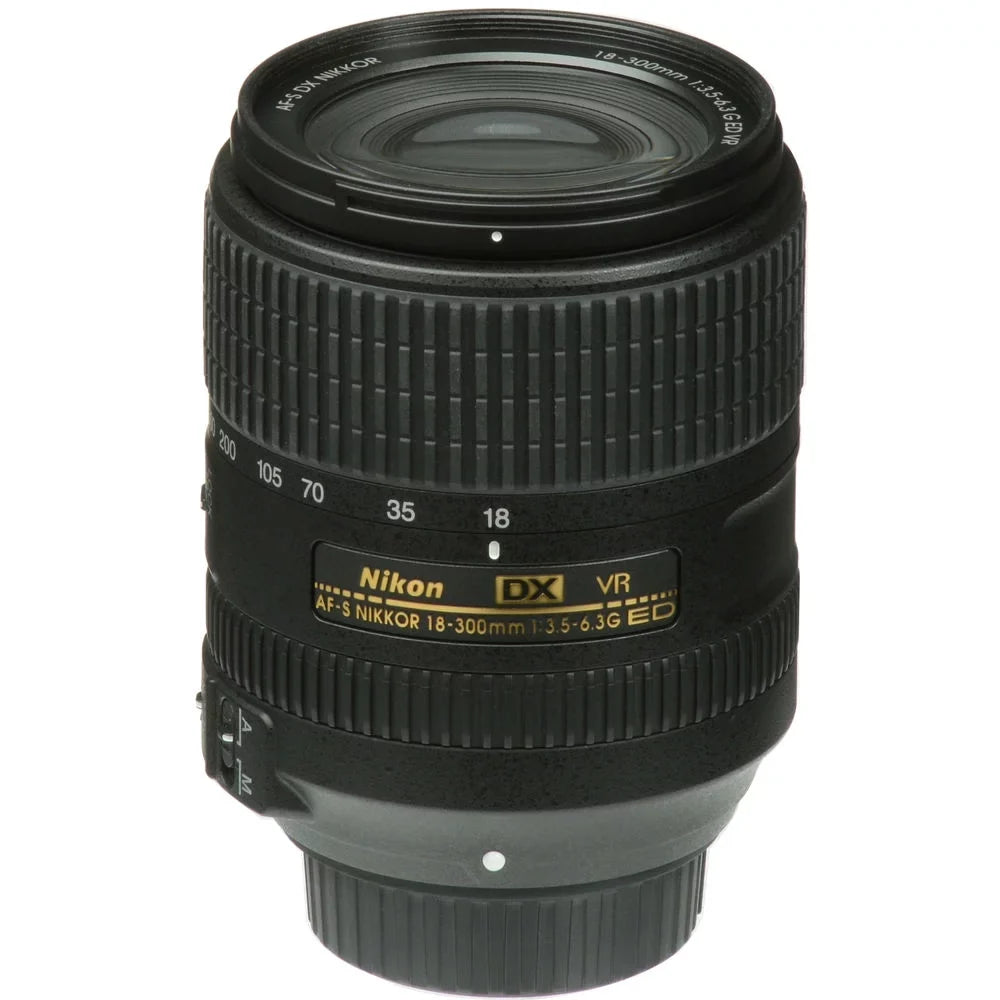 Nikon AF-Size DX NIKKOR 18-300mm f/3.5-6.3G ED VR Lens (2216) Intl with Padded Lens Case + Macro Filter Kit + UV, CPL, FL Lens Filters + Tulip Hood + Lens Cap Keeper + Cleaning Kit