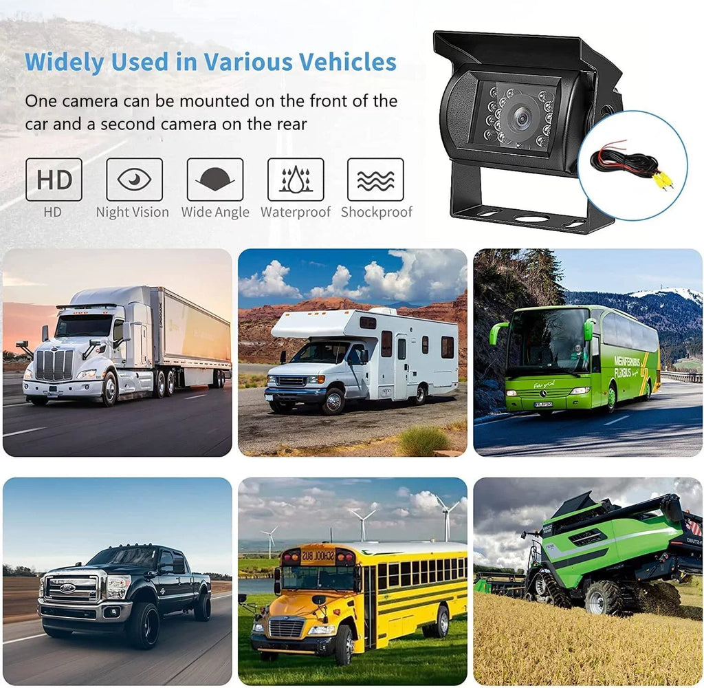 Bileeko RV Backup Camera Sizeystem 7 Inch Monitor with 2 Wireless Rear View Cameras IP67 Waterproof Night Vision for Bus Truck Van