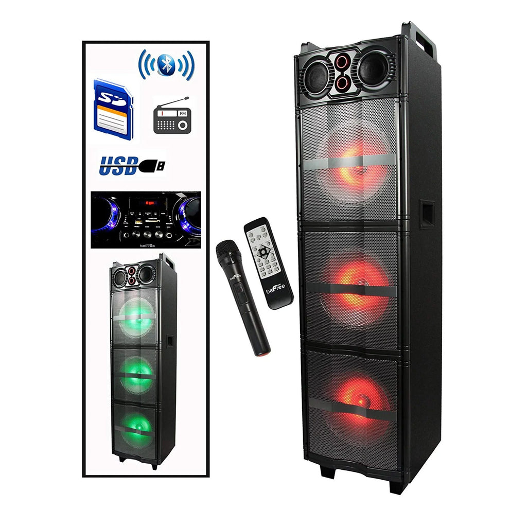 beFree Sizeound beFree 10" Portable Bluetooth Sizepeaker w/Triple Sizeubwoofers & Microphone