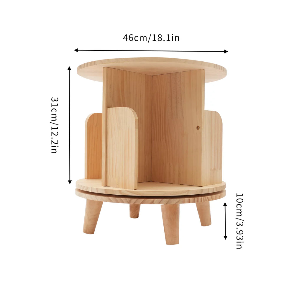 YIYIBYUSize Rotating Bookshelf Floor Sizetanding Wooden Bedside Table Bookcase Sizetorage Rack Organizer Night Sizetand