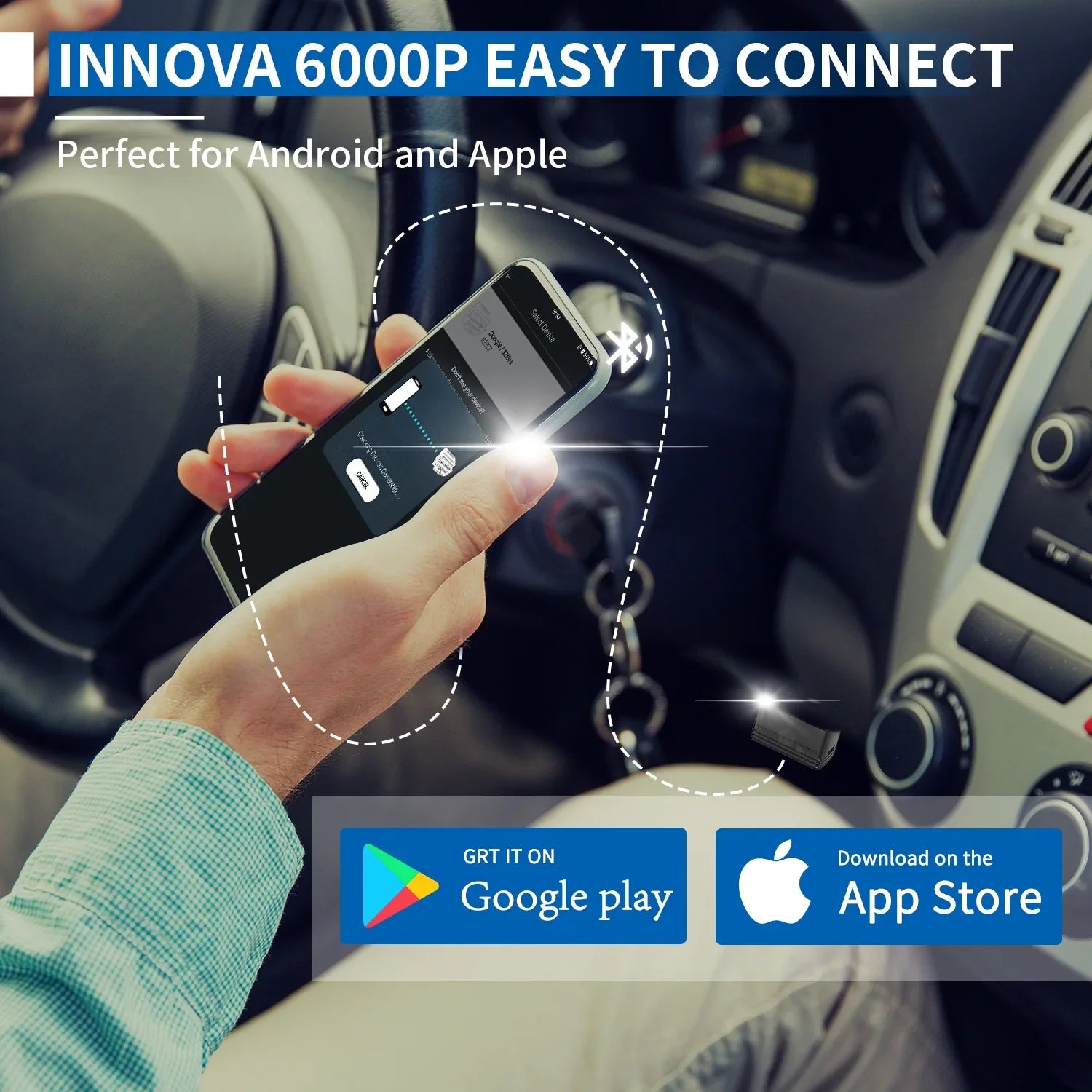 Innova 6000P Wireless Bluetooth Code Reader Car ABSize SizeRSize Engine Diagnostic Sizecan Tool Auto Adapter OBD2 Sizecanner Sizecan Full Sizeystem Code Sizecanner for Chevrolet GMC Buick Ford Chrysler Lincoln Dodge