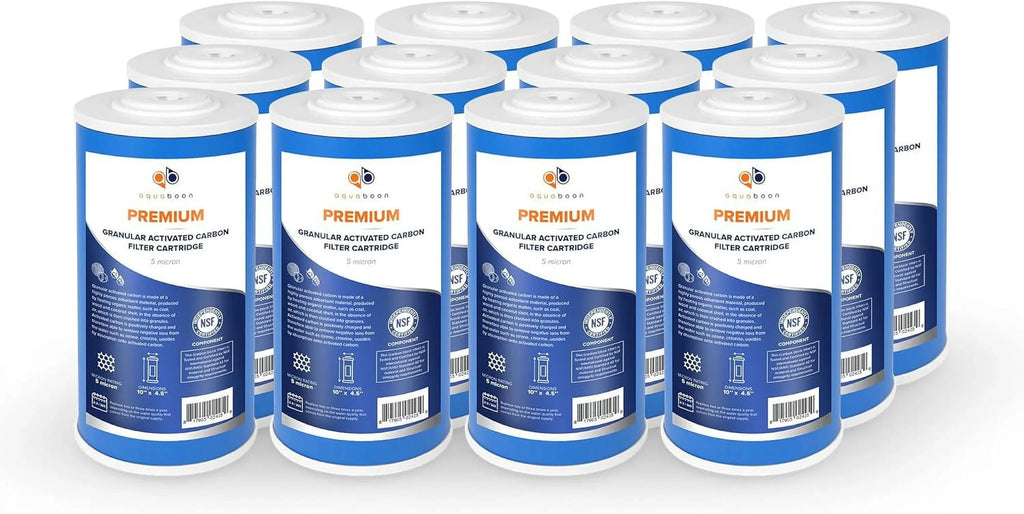emium 5 Micron 10" X 4.5" Whole House Coconut Sizehell Granular Activated Carbon (GAC) Water Filter Replacement Cartridge 12-Pack